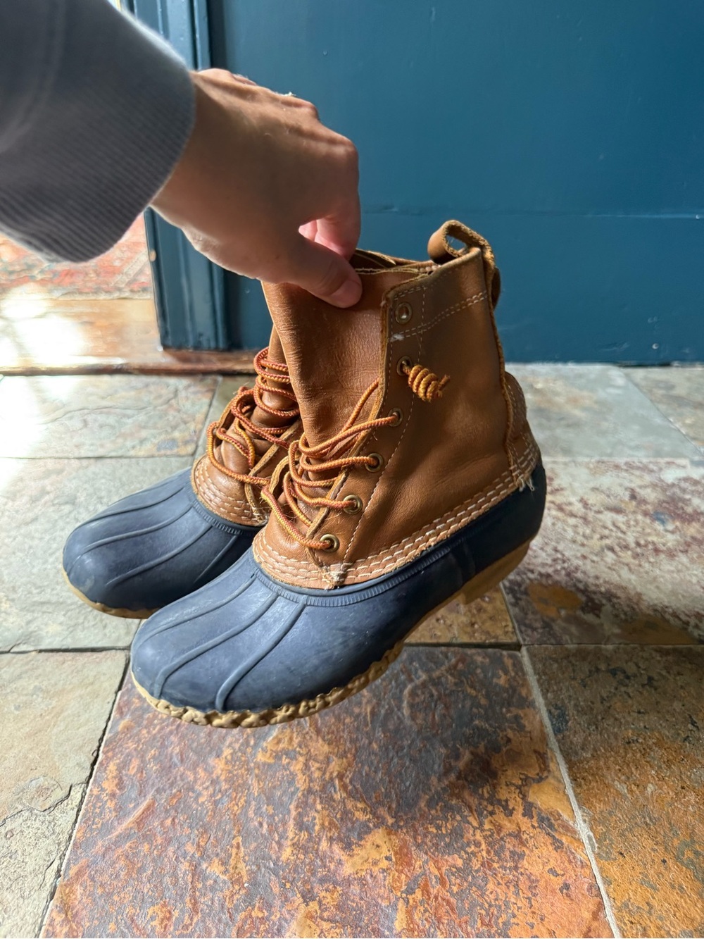 Women’s L.L. Bean Duck Boots in Brown and Navy